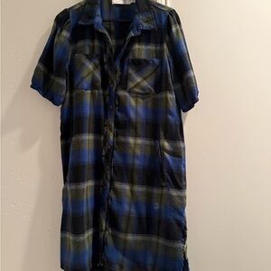 Billy T Plaid Button-Up Shirt Dress